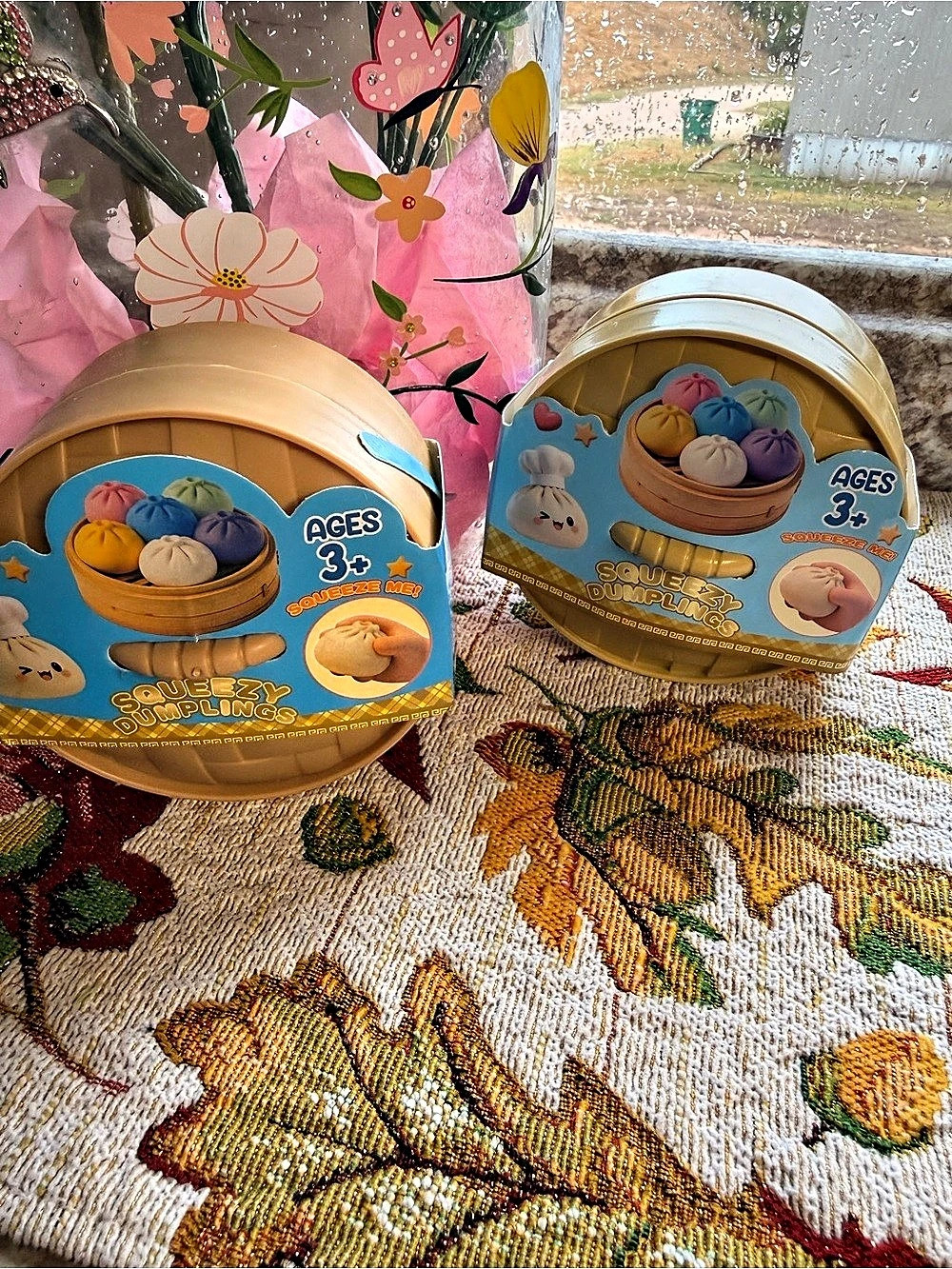 Dumpling Squishy Toy Set Blue & Pink NWT